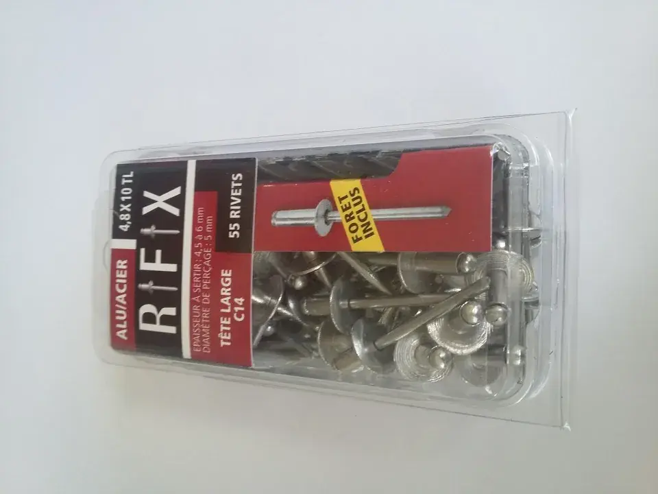 Super Prix Blister Rivet Alu/Acier Ø4,8X10mm TL +Foret