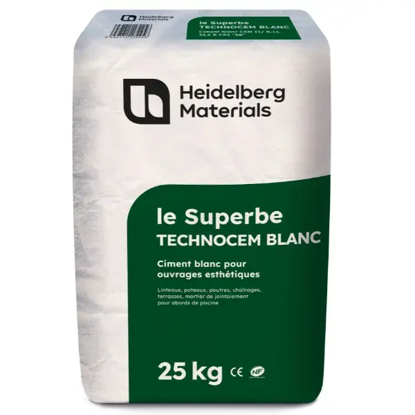 Ciment TECHNOCEM blanc NF - sac 25 kg Vente Directe