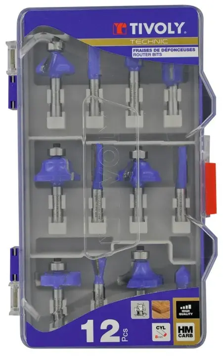 12 pièces fraises de défonceuse carbure queue Ø8mm Promotion Saisonnière