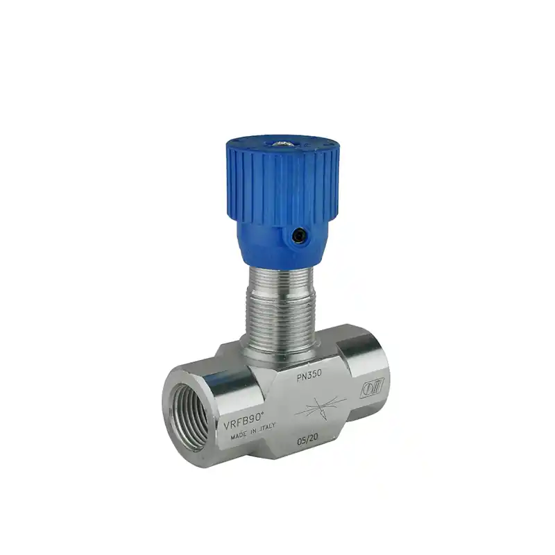 Acheter En Ligne VRFB 90 1/2" valve hydraulique d'étranglement à deux voies avec réglage fin. Débit : 50 l/min , pression max : 350 bar