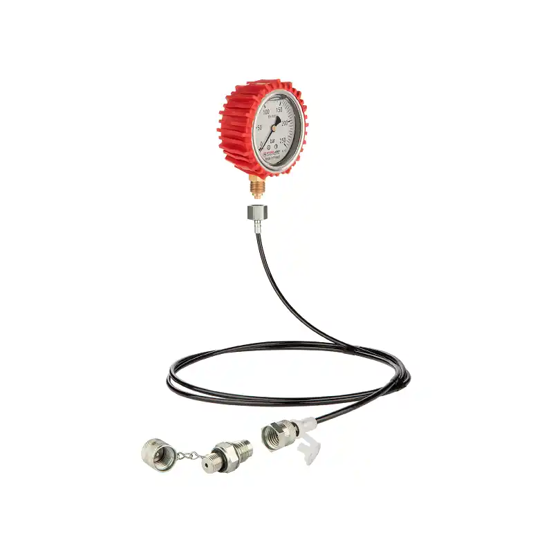 Nouveauté Kit de service pour la mesure de la pression d'huile et le diagnostic du système hydraulique. Manomètre 250 bar + 1000mm de tuyau avec connexion M12x1.5