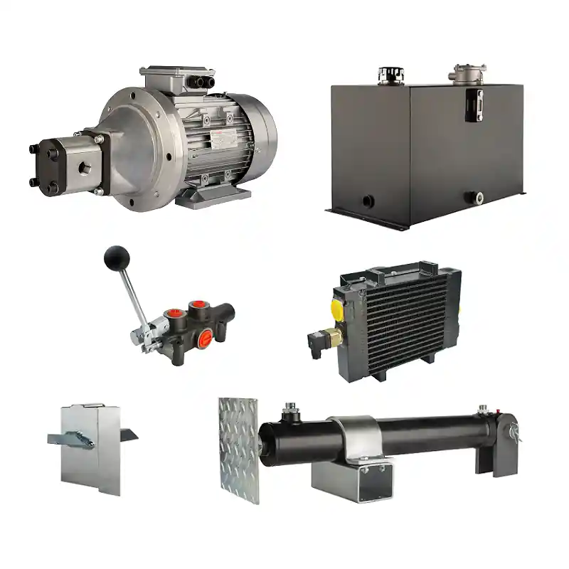 Seulement Aujourd&rsquo;hui Hydraulique pour machine à fendre le bois Puissance de fendage : 12 tonnes durée du cycle de fendage : 18-21 secondes. Cylindre pompe moteur réservoir 75 litres distributeur 1 section refroidissement supplémentaire