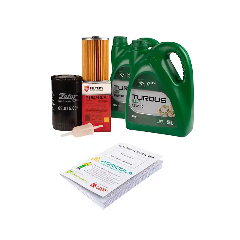 Expédition Rapide Jeu de filtres pour Zetor Forterra 8621-11641 Filtre à huile moteur + filtre à carburant + cartouche de filtre à carburant + huile moteur TURDUS 15W40 10L + carnet d'entretien