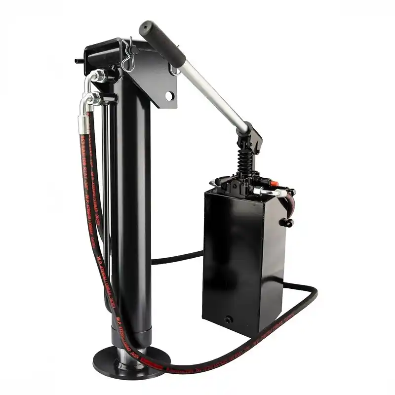 Commander Maintenant Pied de support vérin hydraulique vérin à double effet Longueur : 440mm Course : 250mm + kit de serrage avec pompe manuelle de 25cm3, réservoir d'huile de 3L et tuyaux hydrauliques