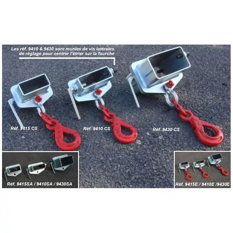 Certifié Étrier de Levage ET2 OMGD pour Chariot Élévateur | 2 Passages de Fourches ETRIER ET2 AVEC EMERILLON