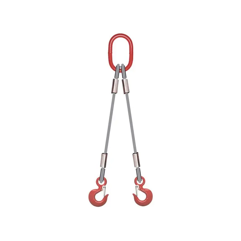 Élingue câble 2 brins acier galvanisé – 1 anneau + 2 crochets standards 5mm – CMU 420KG Acheter En Ligne