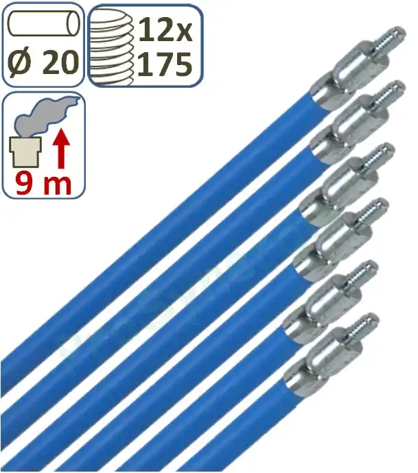 Super Prix Kit Bleu (contient 6 Cannes de ramonage bleues Fibroflex Ø 20 de longueur 1,5m)