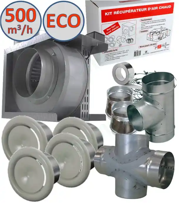 Jusqu&rsquo;à Épuisement Des Stocks Kit récupérateur d´air chaud 4/6 pièces 500 m³/h