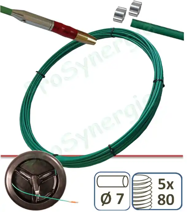 Offre Limitée Fibre de rechange Ø 7 mm pour Flexonet 15/7 Nouveau Modèle – Ref: 2095 – Avec embout de 5×80 et fixation sur enrouleur