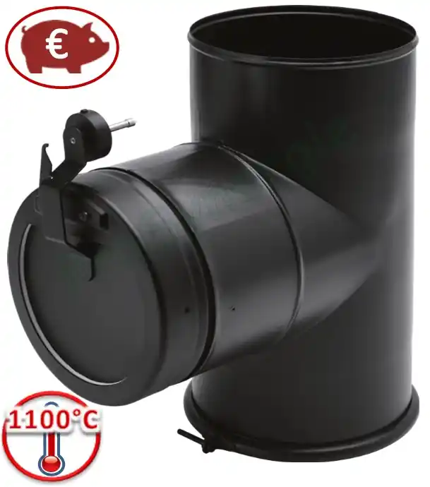 Acheter Direct Kit limiteur de tirage pour conduits de fumée acier émaillé noir mat (clapet Inox) Ø 125 à 200 mm